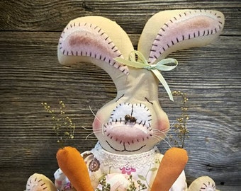 Primitive Handmade Bunny Rabbit Doll ~ Easter Decor ~ Spring Decor ~ Easter Bunny ~ Spring Bunny ~ Country Bunnies ~ Farmhouse Bunny