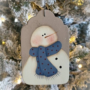 Hand Painted Christmas Ornaments ~ Snowman ~ Penguin ~ Gingerbread Man ~ Christmas Decor ~ Wooden Ornaments ~ Winter Decor ~ Primitive Decor