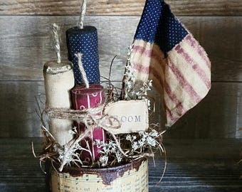 Primitive Fireworks Can - Patriotic Americana Decor - 4th of July - Independence Day