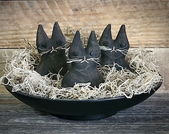 Primitive Black Cat Bowl Fillers - Ornies - Halloween Decor - Fall Decor - Halloween Tree Ornaments - Cat Lover - Primitive Home Decor