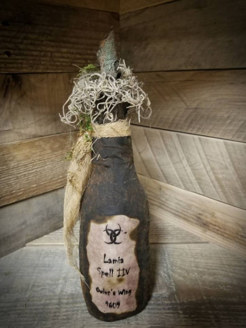 Primitive Witch Spell Bottle Halloween Decor Primitive Halloween Spooky Decor Witch Decor Halloween Decoration Fall Decor image 5
