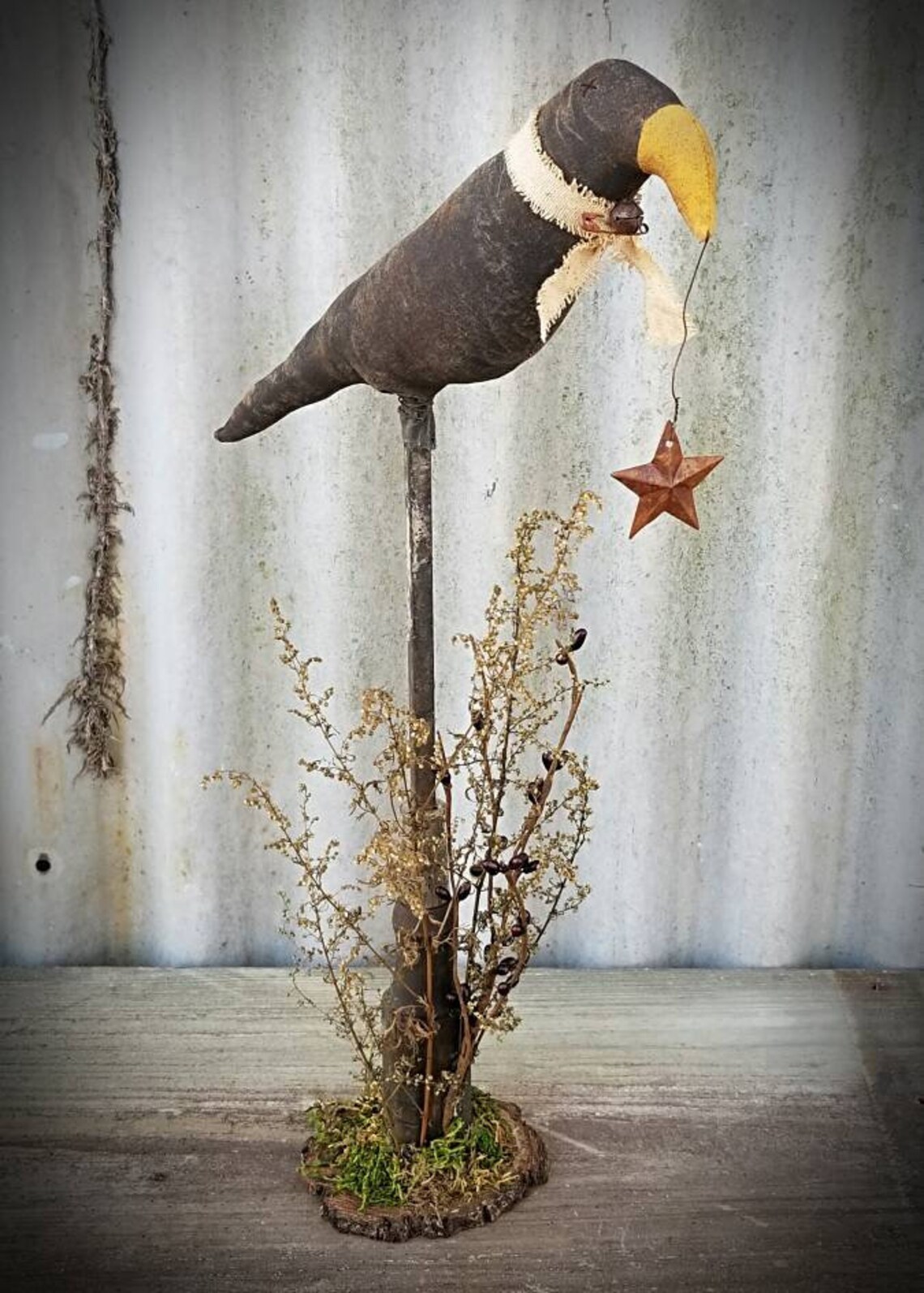 Primitive Crow Decor on Stand Primitive Home Decor Black Etsy