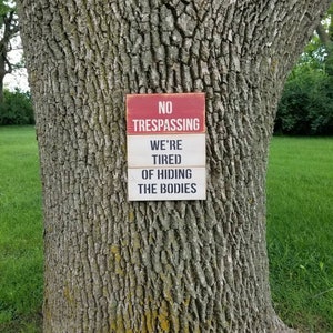 Funny No Trespassing Sign Funny Sign Wooden Sign Warning Sign Rustic Sign Humorous Signs Rustic Wood Sign image 4