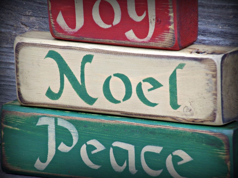 Christmas Stacking Blocks Christmas Decor Holiday Decor Etsy