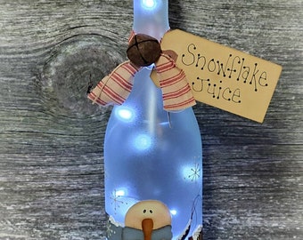 Lighted Snowman Wine Bottle ~ Snowman Decor ~ Christmas Decor ~ Christmas Gift ~ Wine Bottle Decor ~ Wine Drinker Gifts ~ Snowman Collector