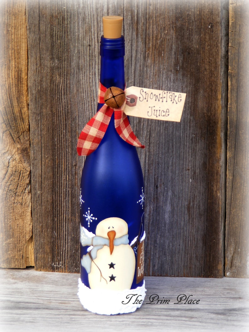 Lighted Snowman Wine Bottle Snowman Decor Christmas Decor Etsy