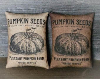 Primitive Handmade Pumpkin Seeds Pillow Tuck - Mini Pillow Trencher Dough Bowl Filler ~ Fall Decor ~ Farmhouse Country ~ Thanksgiving Decor