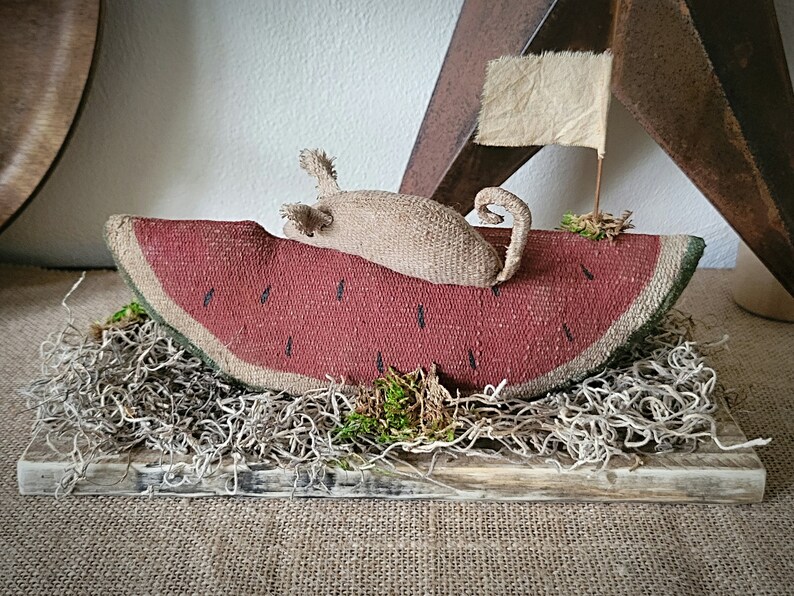 Primitive Watermelon and Mouse Table Sitter Decoration ~ Primitive ...