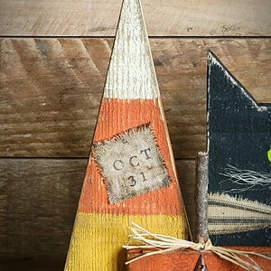 Primitive Wood Halloween Decor ~ Candy Corn ~ Pumpkin ~ Black Cat ...