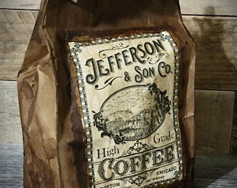 Primitive Coffee Sack ~ Coffee Lovers Decor ~ Pantry Sack ~ Kitchen Decor ~ Coffee Bar Decor ~ Primitive Home Decor ~ Farmhouse Primitive