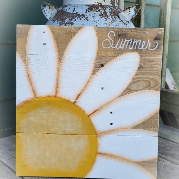 Rustic Summer Sign - Summer Decor ~ Summer Wall Hanging ~ Rustic Daisy - Wood Sign ~ Rustic Home Decor ~ Summer Porch Sign ~ Farmhouse Decor