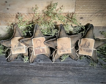 Primitive Grungy Star Pillow Tuck with President Picture - Patriotic Decor - Independence Day - Fourth of July - Early America