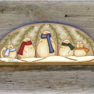 Primitive Snowman Door Crown Snowman Door Topper Snowman Decor Winter Decor Winter Wall Hanging Christmas Decor Home Decor image 1