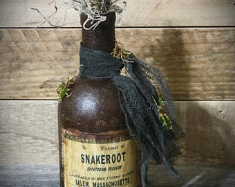Halloween Potion Bottle ~ Spell Bottle ~ Witch Potion Decor ~ Primitive Halloween Decor ~ Fall Decor ~ Spooky Decor ~ Witchy Decor