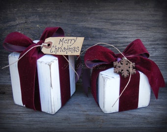 Rustic Wooden Christmas Gifts ~ Christmas Decor ~ Christmas Decoration ~ Holiday Decor ~ Rustic Decor ~ Primitive Christmas ~ Farmhouse