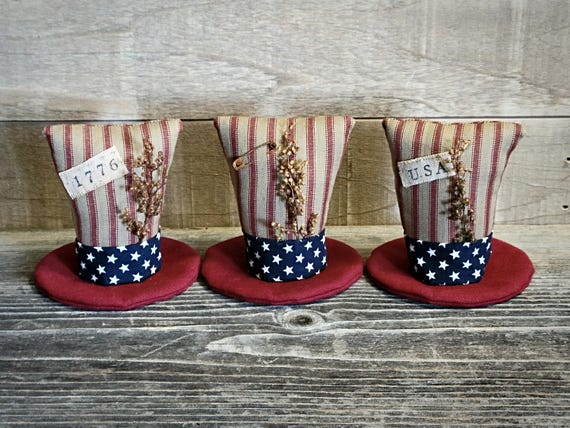 Primitive Uncle Sam Hat Bowl Filler ~ Patriotic Decor ~ Independance Day ~ 4th of July ~ Red White and Blue ~ Americana ~ Memorial Day