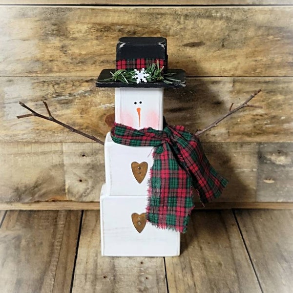 Primitive Wooden Snowman Table Sitter ~ Snowman Decor ~ Winter Decor ~ Christmas Decor ~ Mantle Decor ~ Primitive Decor ~ Rustic Snowman