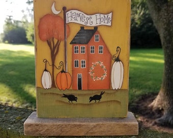 Primitive Hand Painted Fall Table Sitter ~ Fall Decor ~ Autumn Decor ~ Primitive Fall ~ Harvest Home ~ Thanksgiving Decor ~ Farmhouse Decor