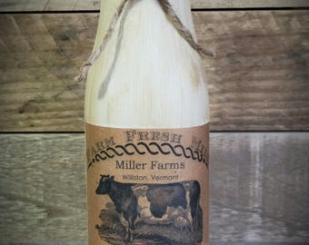 Primitive Milk Bottle Decoration - Kitchen Decor - Farmhouse Kitchen - Rustic Kitchen - Country Kitchen - Primitive Home Decor