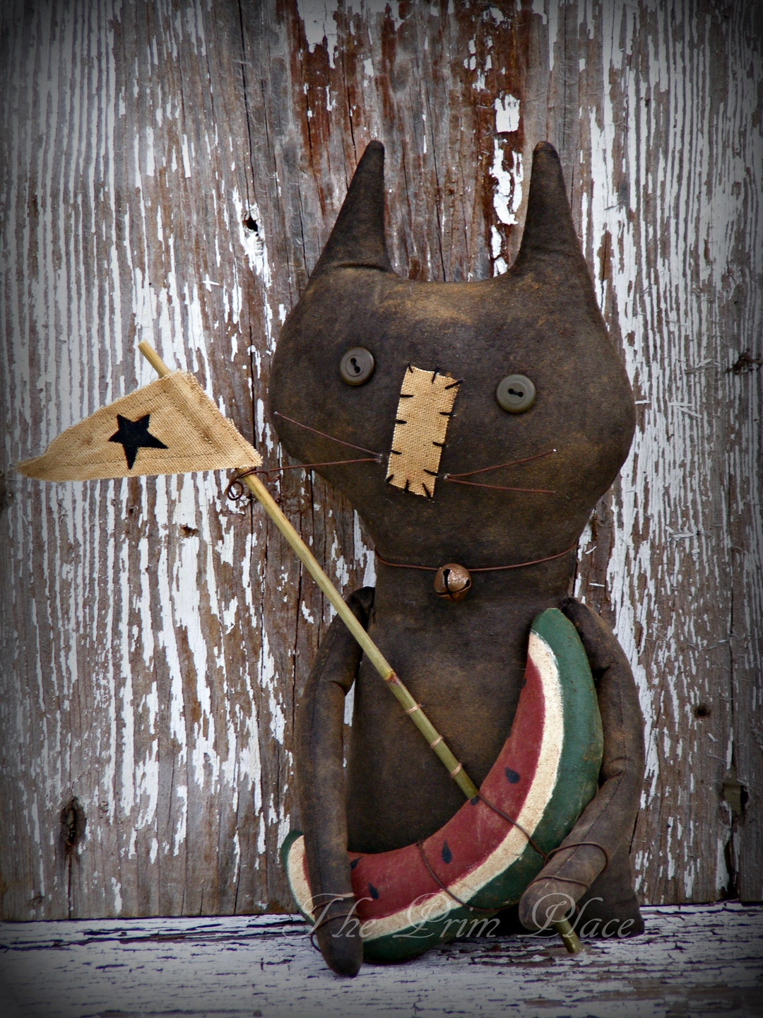 Primitive Cat Doll With Watermelon ~ Primitive Decor ~ Primitive Summer ...