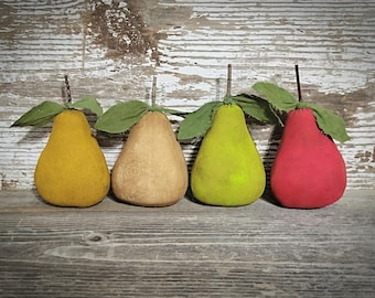 Primitive Pear Bowl Fillers ~ Primitive Farmhouse Country Rustic Summer Decor ~ Trencher Decor ~ Teired Tray Decor ~ Faux Fruit ~ Faux Food