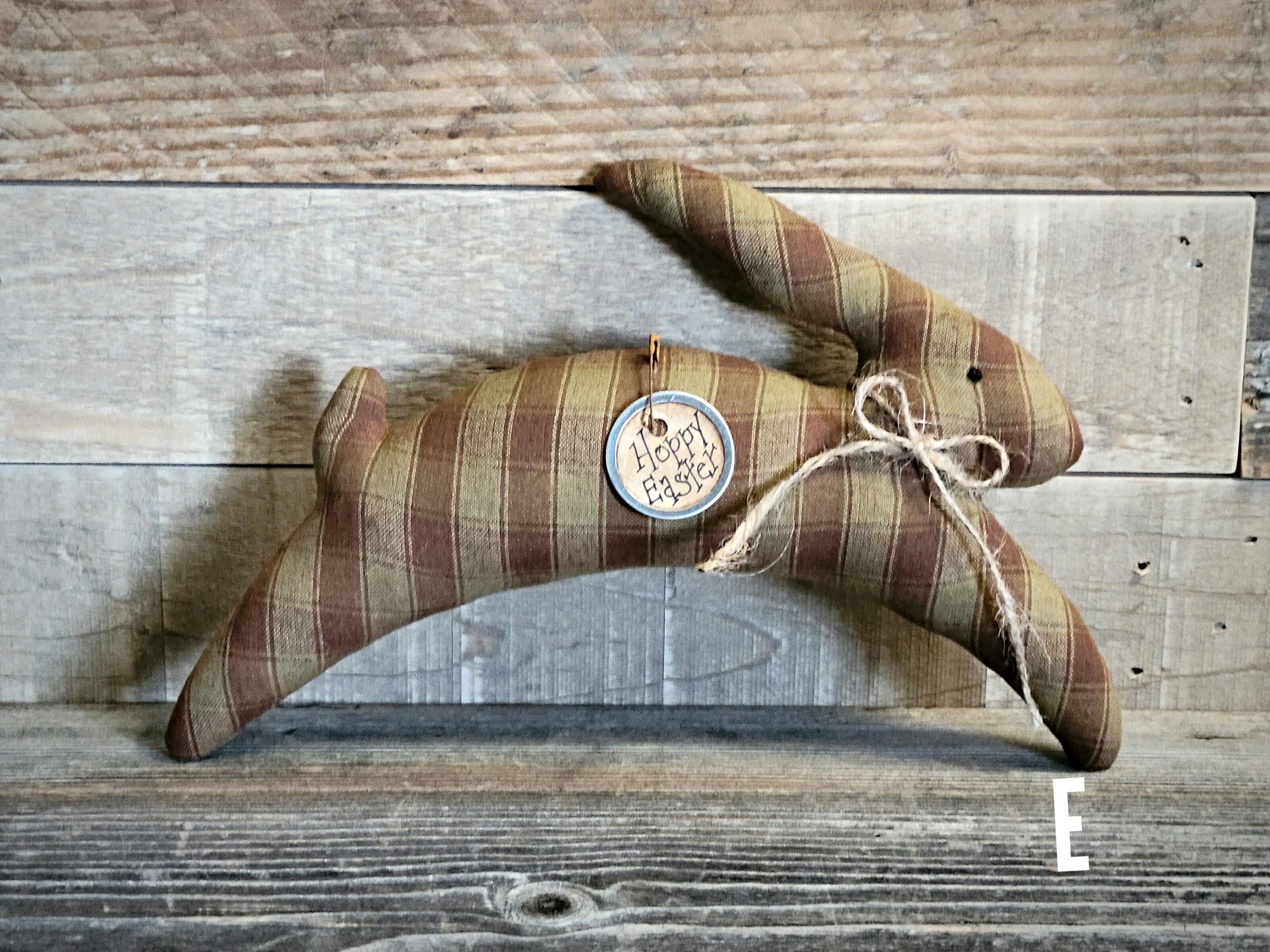 Primitive Rabbit Spring Primitive Brown Homespun Leaping Bunny ~ Primitive Easter Decor ...