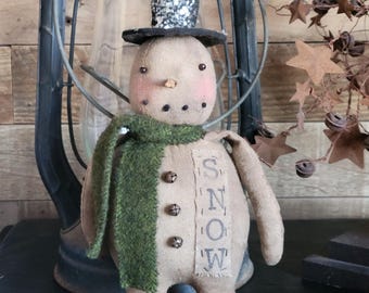 Primitive Snowman Doll ~ Winter Decoration ~ Snowman Collector ~ Christmas Decor ~ Country Snowman Farmhouse Snowman ~ Snowman Tuck