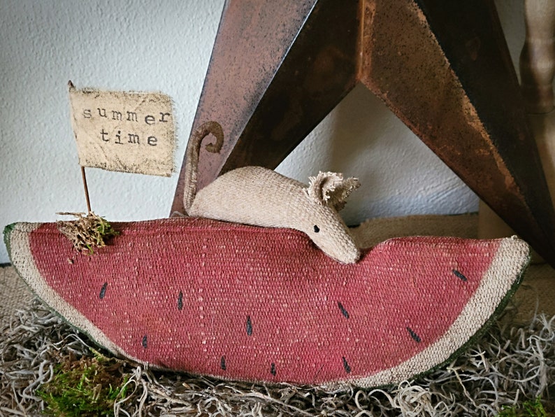 Primitive Watermelon and Mouse Table Sitter Decoration ~ Primitive ...
