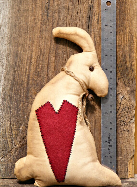 New Primitive Folk Art Grungy LITTLE LIZZIE BUNNY DOLL Egg Rabbit Easter Spring