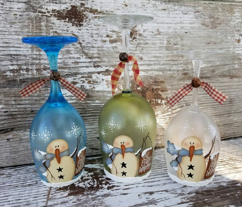 Lighted Snowman Wine Glass Candle Holder Snowman Decor Etsy