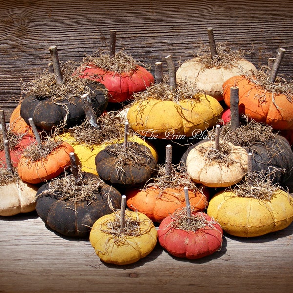 Primitive Pumpkins ~  Fall Decor ~ Autumn Decor ~ Primitive Home Decor ~ Fabric Pumpkins ~ Bowl Fillers ~ Country Decor ~ Teired Tray Decor