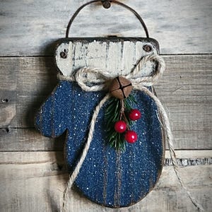 Primitive Rustic Wood Mitten Christmas Tree Ornaments ~winter Decor ...