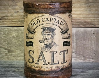 Primitive Salt Box ~ Kitchen Decor ~ Pantry Decor ~ Farmhouse Kitchen ~ Primitive Spice Decor ~ Grubby Decor