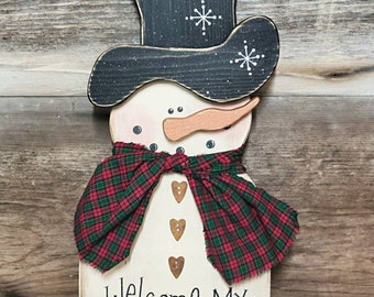 Snowman Wall Hanging ~ Winter Decor ~ Christmas Decor ~ Primitive Snowman ~ Rustic Snowman ~ Snowman Decor ~ Wall Decor ~ Door Decor