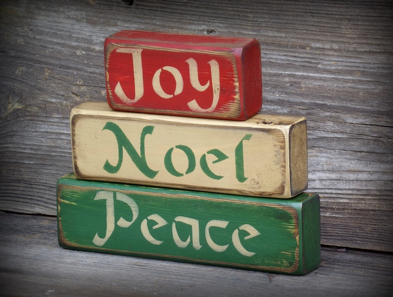 Christmas Stacking Blocks Christmas Decor Holiday Decor Etsy