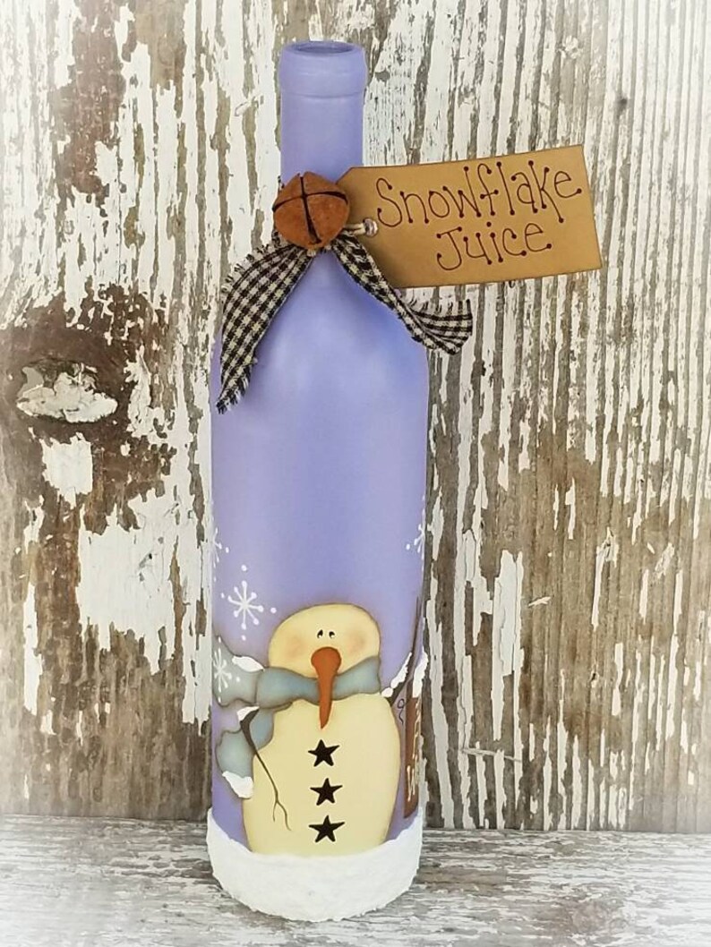 Primitive Snowman Wine Bottle Snowman Decor Christmas Etsy Canada