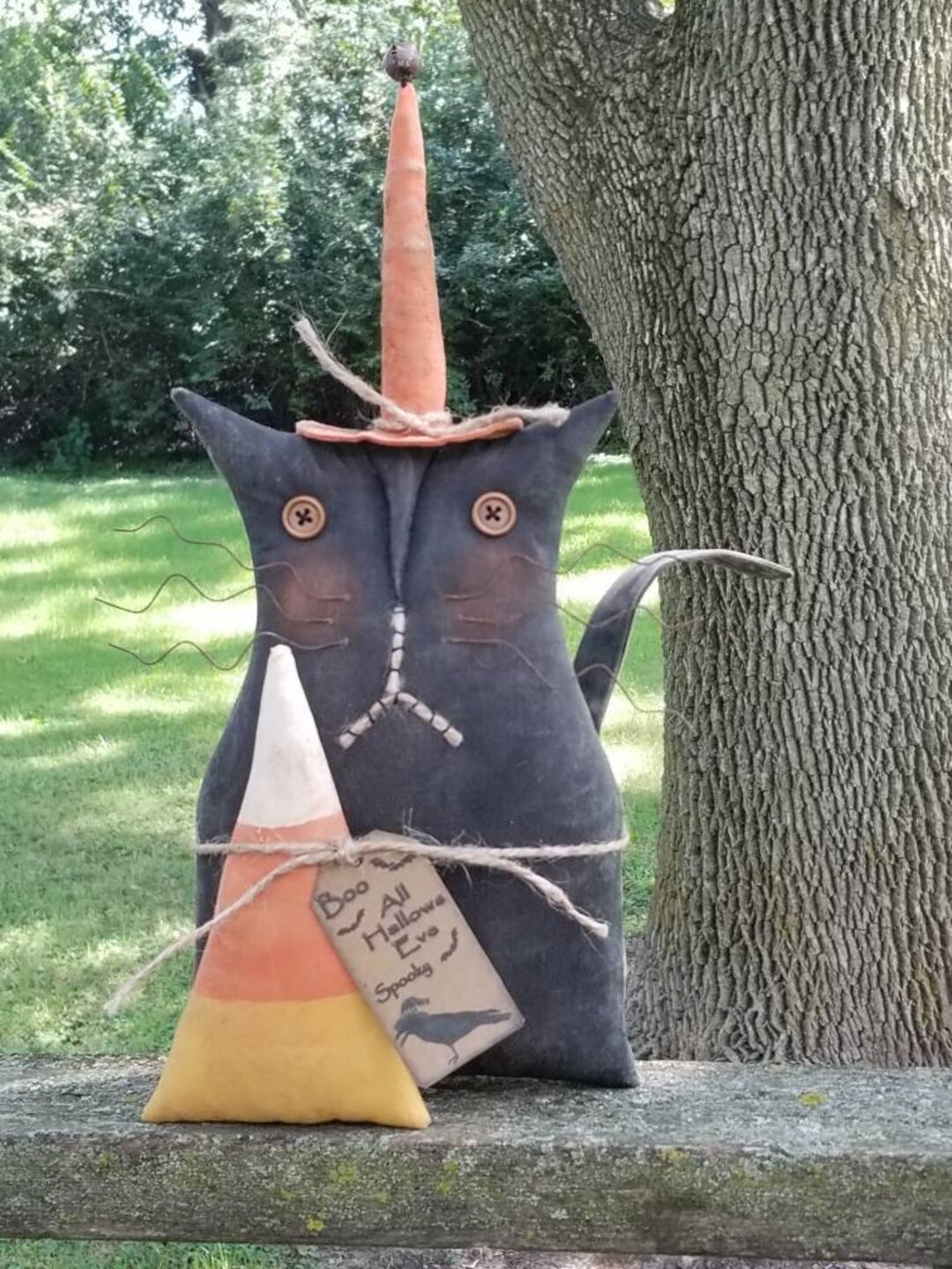 Primitive Halloween Cat Doll With Candy Corn Halloween Decor Etsy