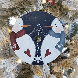 Hand Painted Snowman Ornament ~ Handmade Christmas Ornament ~ Christmas Ornaments ~ Snowman Decor ~ Tree Ornament ~ Holiday Ornament