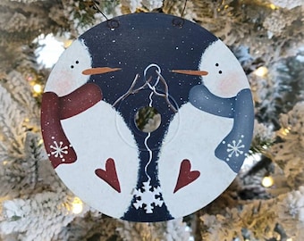 Hand Painted Snowman Ornament ~ Handmade Christmas Ornament ~ Christmas Ornaments ~ Snowman Decor ~ Tree Ornament ~ Holiday Ornament