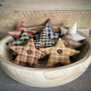 Primitive Homespun Star Bowl Fillers ~ Primitive Decor ~ Primitive Ornies ~ Country Decor ~ Ornaments ~ Tiered Tray Decor