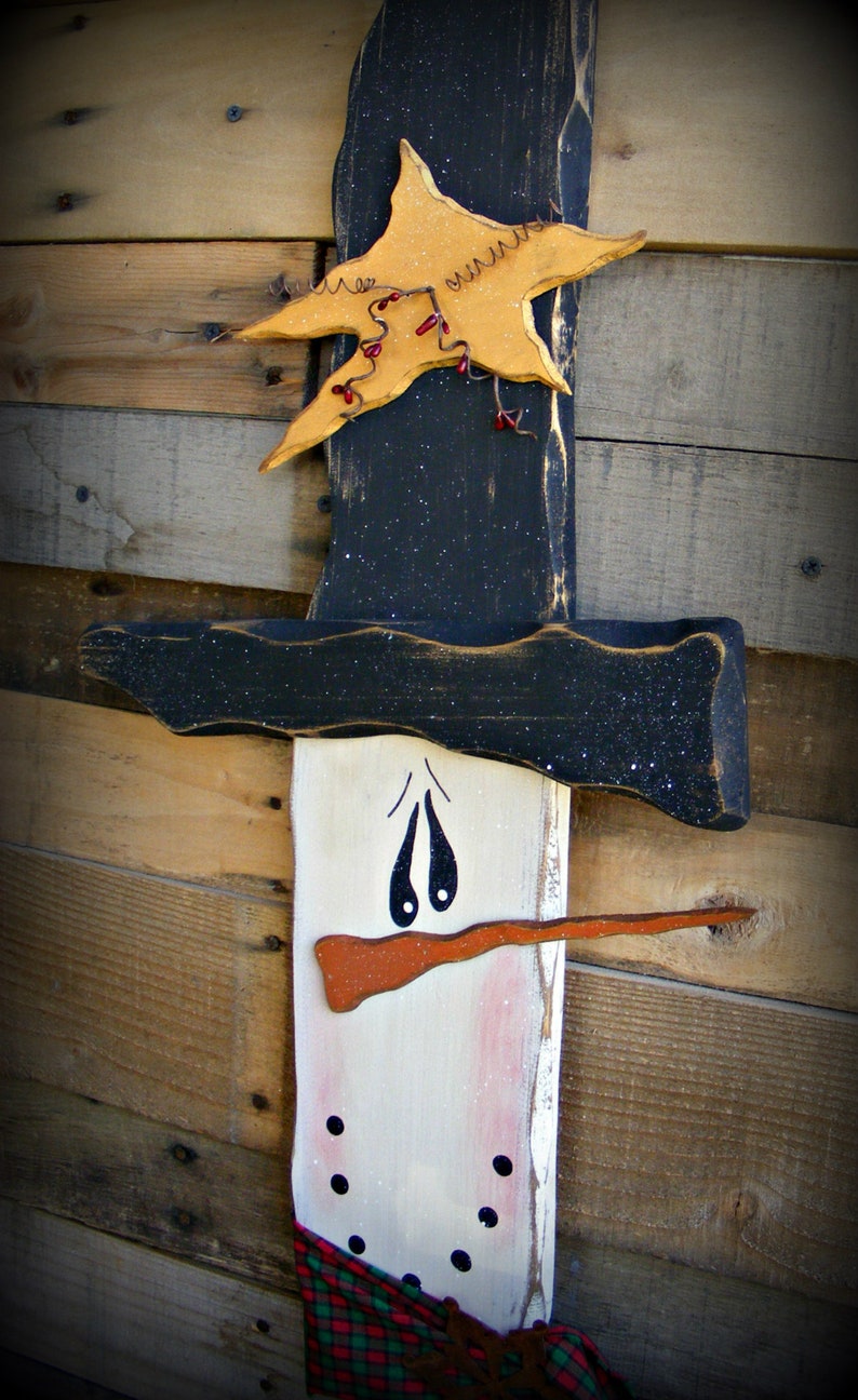 Primitive Snowman Wall Hanging Snowman Decor Primitive Etsy