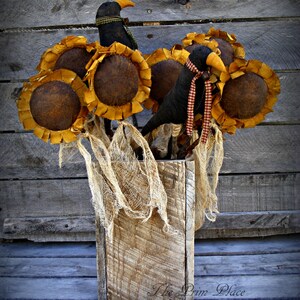 Primitive Fabric Sunflowers on Sticks Primitive Sunflower Primitive Decor Primitive Fall Decor Crock Fillers Autumn Decor image 4