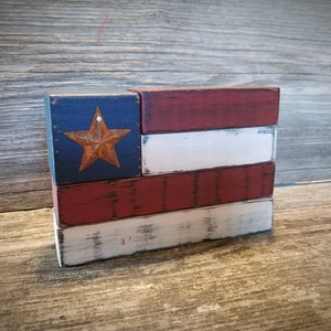 Primitive Flag Stacking Blocks ~ Americana Decor ~ Patriotic Decor ~ 4th of July Decor ~ Memorial Day Decor ~ Rustic Decor ~ Primitive Decor