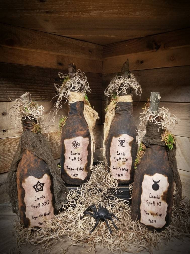 Primitive Witch Spell Bottles Halloween Decor Primitive | Etsy