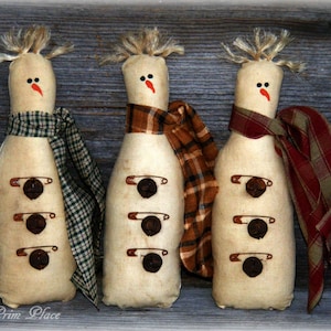 Primitive Snowman Bowl Fillers ~ Primitive Snowman Tucks ~ Primitive Snowman Ornies ~ Snowman Decor ~ Winter Decor ~ Christmas Decor