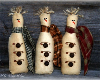 Primitive Snowman Bowl Fillers ~ Primitive Snowman Tucks ~ Primitive Snowman Ornies ~ Snowman Decor ~ Winter Decor ~ Christmas Decor