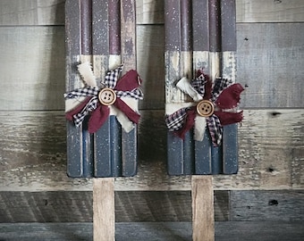 Primitive Wooden Popsicle Decoration ~ Patriotic Popsicle ~ Americana Decoration ~ Red White Blue Decor ~ Rustic Primitive Summer Decor