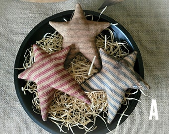 3 Piece Primitive Grungy Red White and Blue Star Bowl Fillers - Patriotic Decor - Americana - Independence Day - 4th of July- Memorial Day