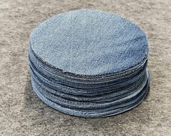 4 1/2" Recycled Denim Blue Jean Circle Rounds ~ Lot of 50