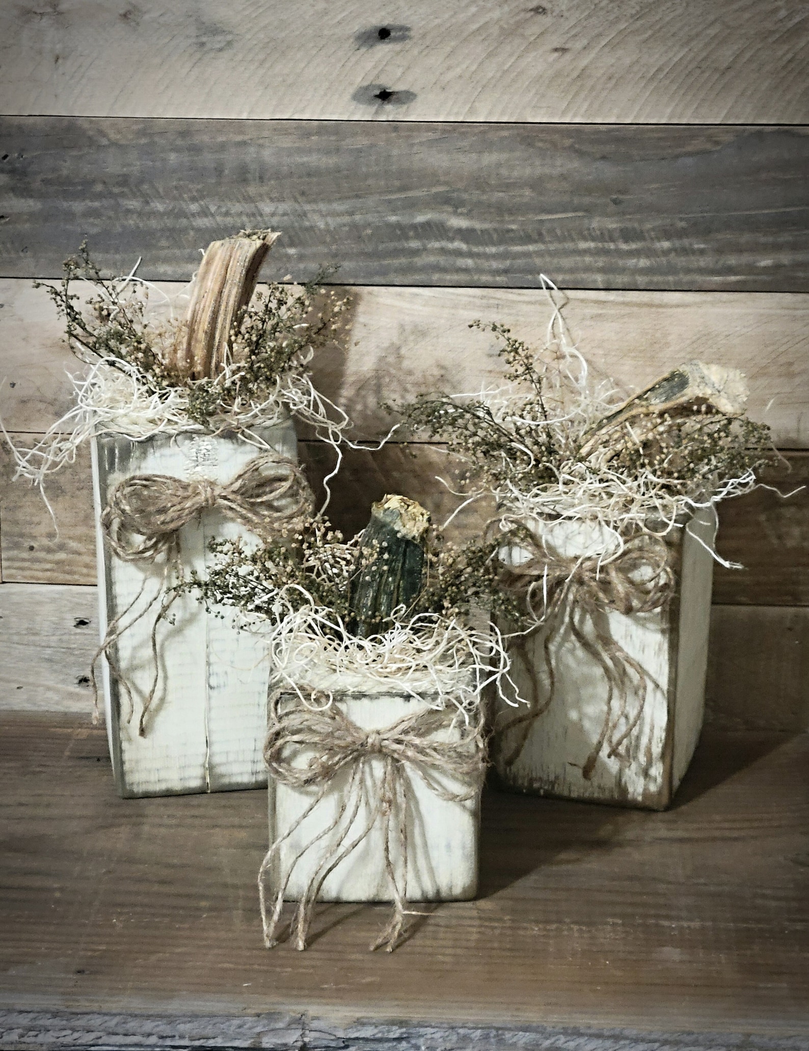 Primitive Handmade 4x4 Wooden Pumpkins - Fall Decor - Farmhouse ...